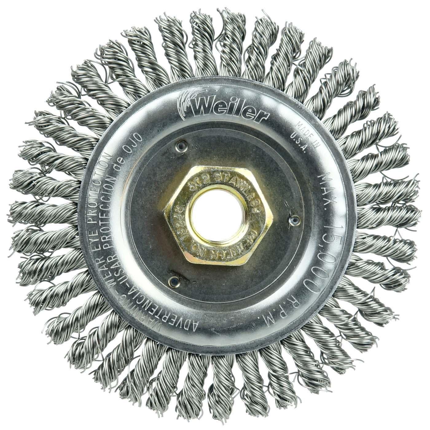 Roughneck 13238 Narrow Face Wheel Brush With Nut, 4-1/2 in Dia Brush, 3/16 in W Face, 0.02 in Dia Stringer Bead Knot Filament/Wire, 5/8-11 Arbor Hole - Wheel Brushes